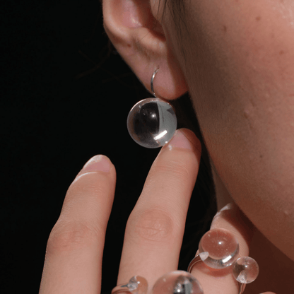 Floating Bubble Clear Quartz Earrings