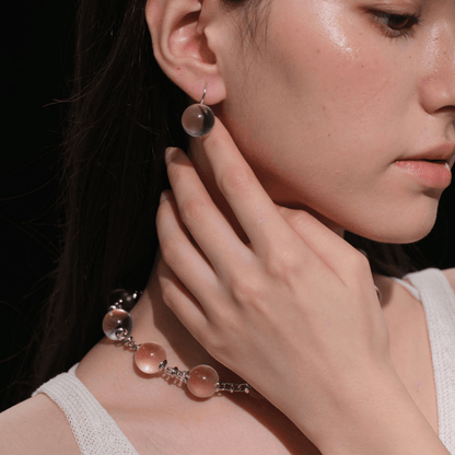 Floating Bubble Clear Quartz Earrings