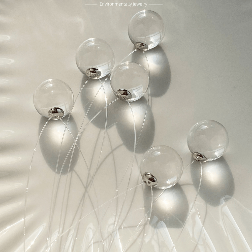 Invisible Floating Bubble Clear Quartz Necklace