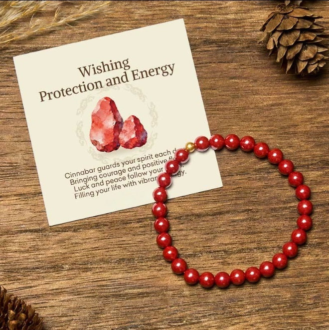 Cinnabar Silver Bead Bracelet