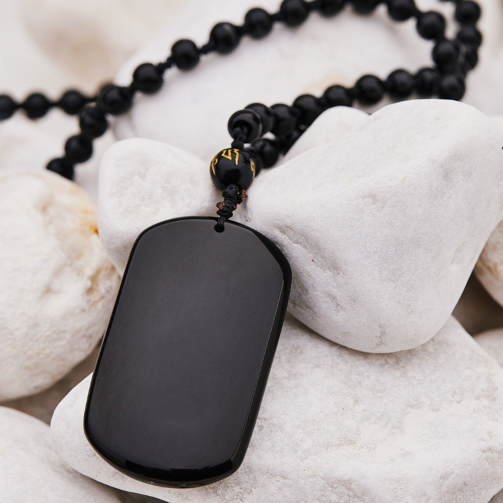 Black Obsidian Beads Protection Necklace by Worn Within
