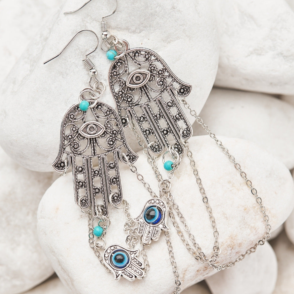 Spiritual Hamsa Evil Eye Earrings by Worn Within