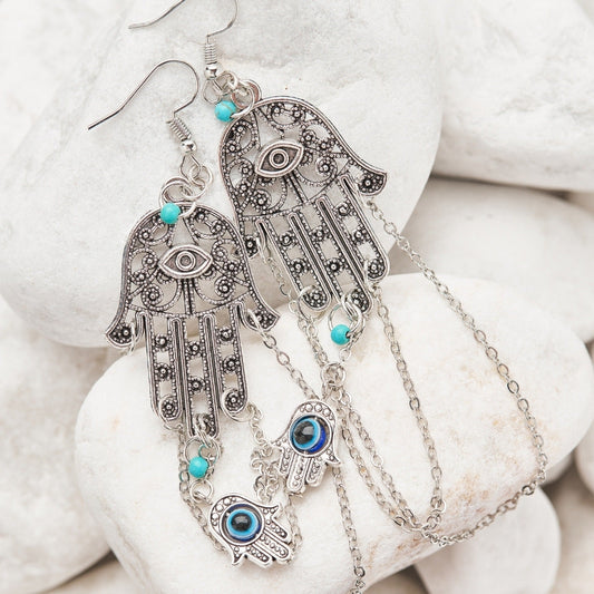 Spiritual Hamsa Evil Eye Earrings by Worn Within