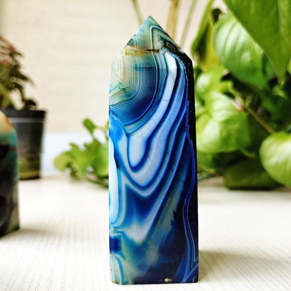 Mesmerizing Blue Silk Agate Crystal Point by Worn Within