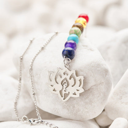 7 Chakra Lotus Flower Gemstone Necklace by Worn Within