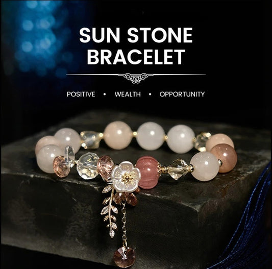 Sunstone Round Bead Bracelet