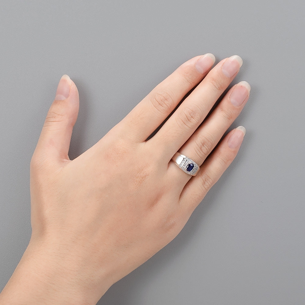 Blauer Saphir Kristallring Verstellbarer Edelsteinschmuck
