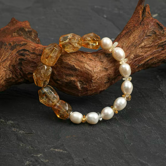 Golden Bloom Citrine & Pearl Bracelet