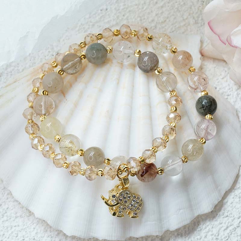 Rosenquarz-Elefantenarmband
