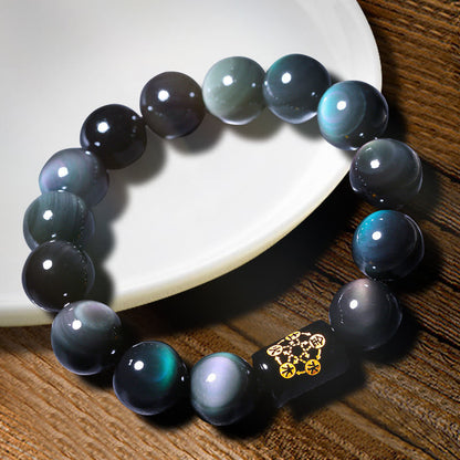 Rainbow Obsidian Bead Bracelet