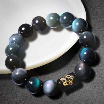 Rainbow Obsidian Bead Bracelet