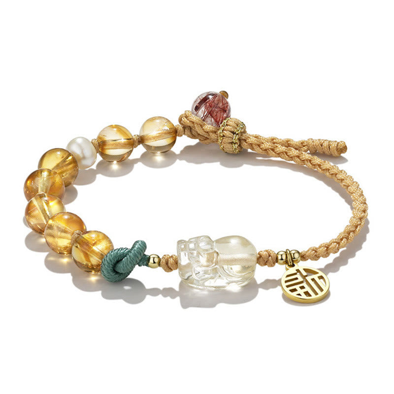 Citrine Pixiu Fu Character Bracelet