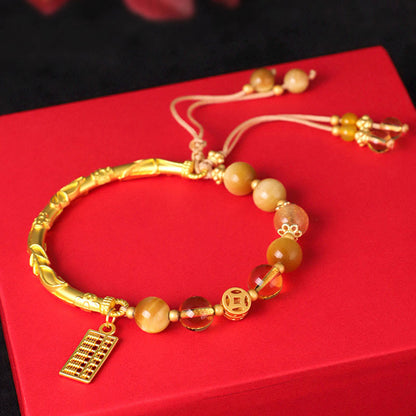 Tiger's Eye Citrine Abacus Charm Bracelet