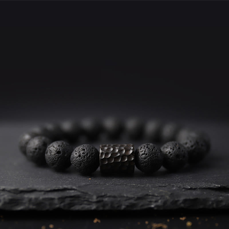 Lava Rock Ebony Wood Tiger's Eye Bracelet