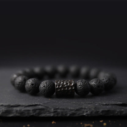 Lava Rock Ebony Wood Tiger's Eye Bracelet