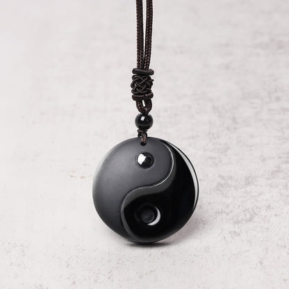 Black Obsidian Nine-Character Mantra Necklace