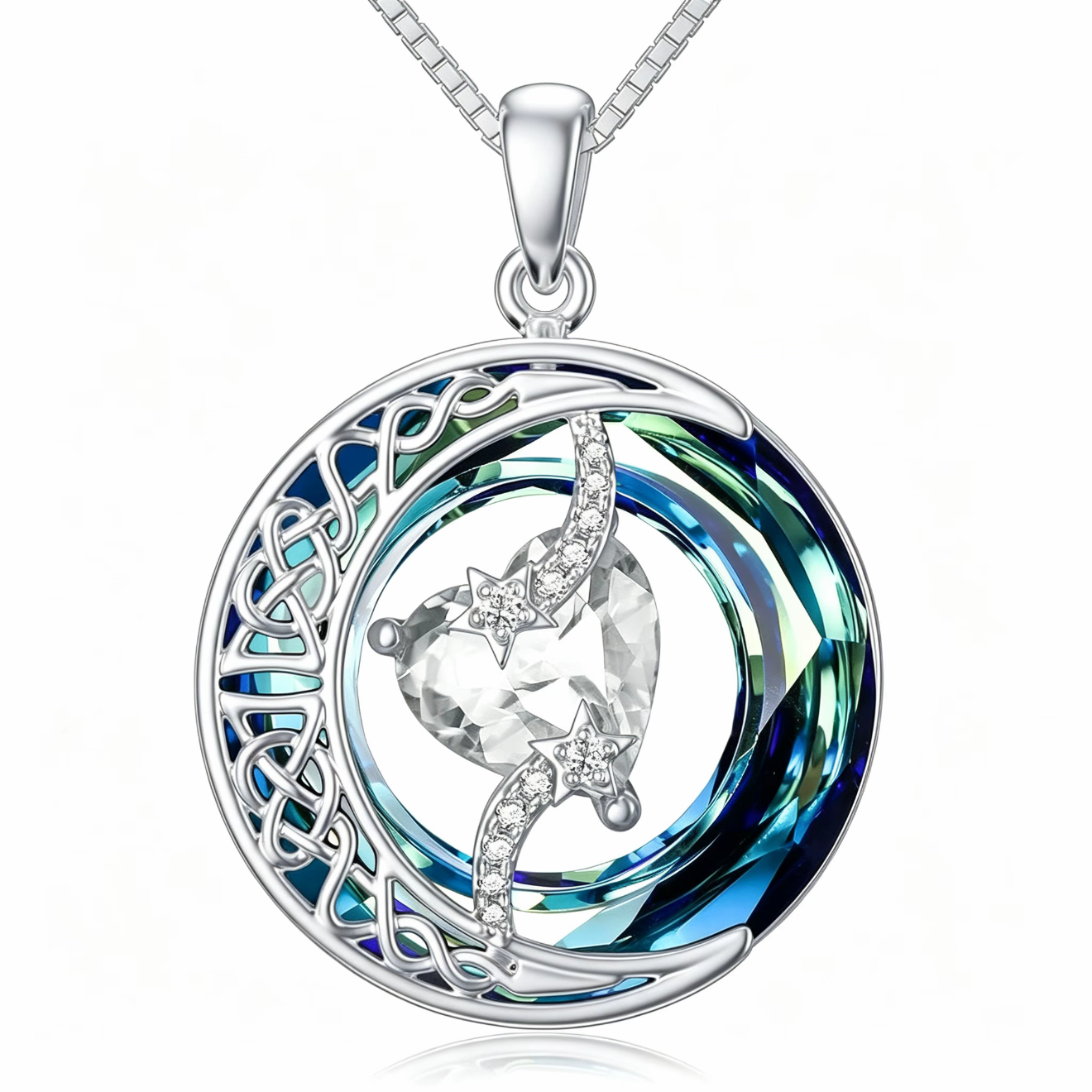 Moonlit Birthstone Heart Necklace | S925 Silver