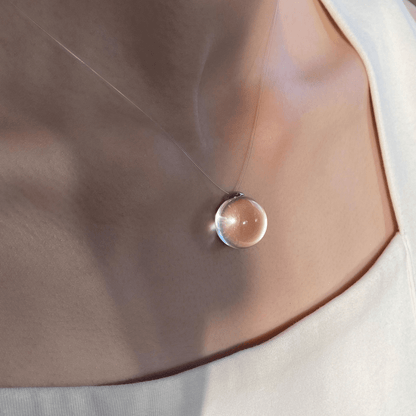Invisible Floating Bubble Clear Quartz Necklace