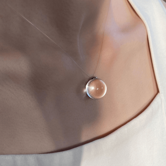 Invisible Floating Bubble Clear Quartz Necklace
