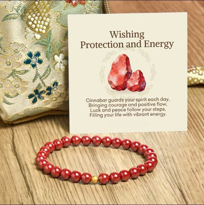 Cinnabar Silver Bead Bracelet