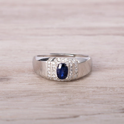 Blauer Saphir Kristallring Verstellbarer Edelsteinschmuck