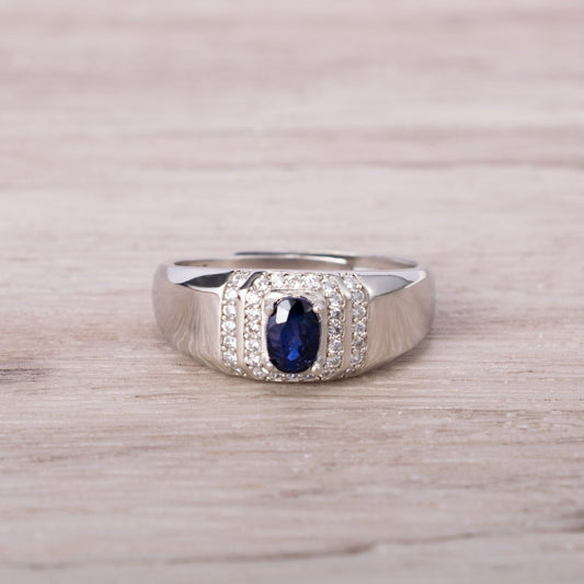 Blue Sapphire Crystal Ring Adjustable Gemstone Jewelry