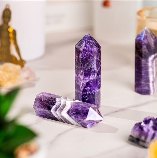 Chevron Amethyst Crystal Point