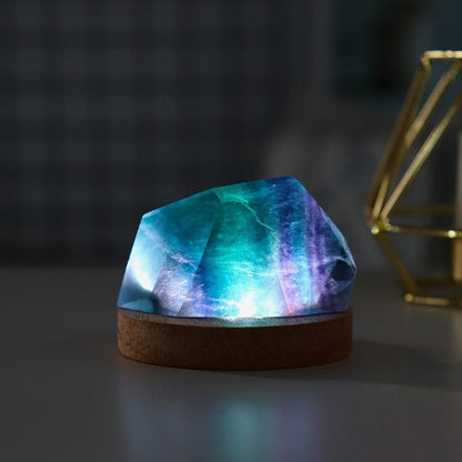 Minimalistic Rainbow Fluorite Crystal Lamp by Worn Within