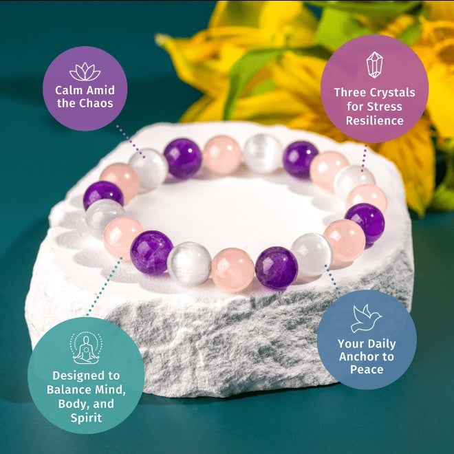 Amethyst Rose Quartz Trinity Bracelet