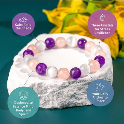 Amethyst Rose Quartz Trinity Bracelet