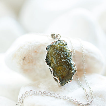 Real Raw Moldavite Crystal Necklace by Worn Within
