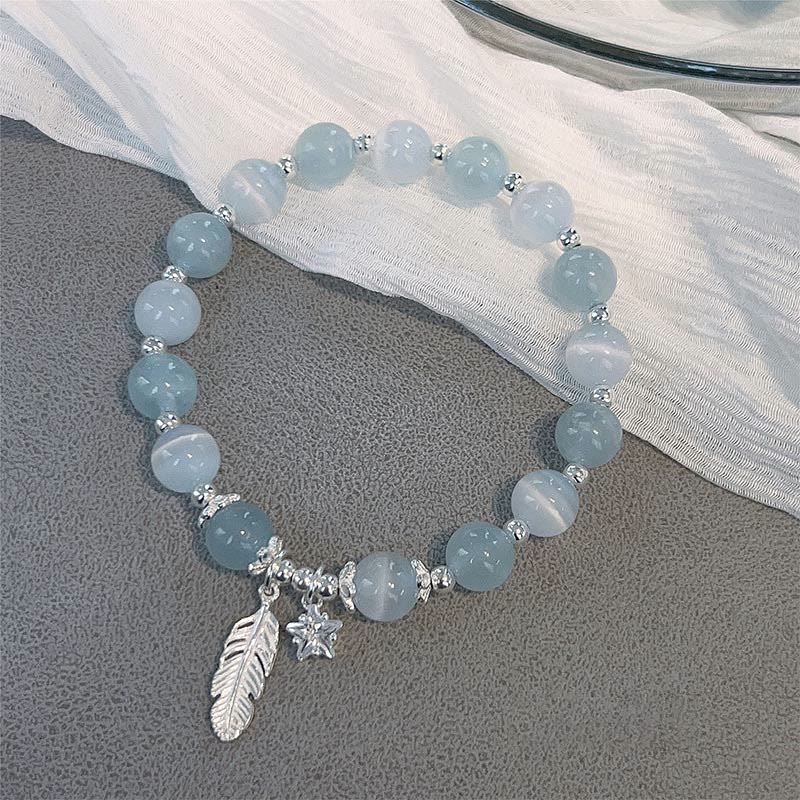 925 Silver Aquamarine Cat's Eye Bracelet