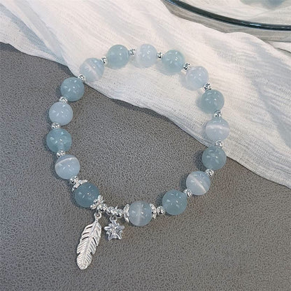 925 Silver Aquamarine Cat's Eye Bracelet