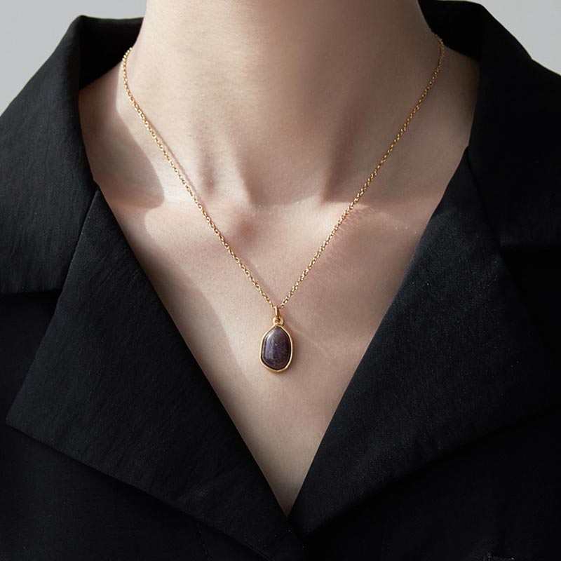 Halskette aus Grünem Aventurin, Amethyst und Rosenquarz