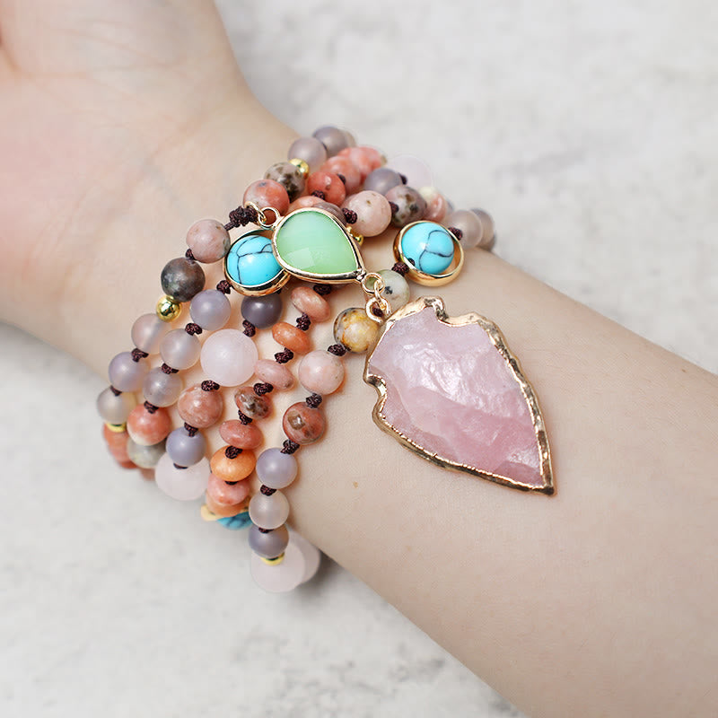 Rose Quartz Arrowhead Pendant Necklace