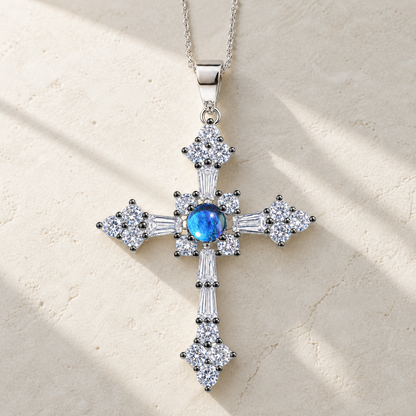 Celestial Sapphire Cross Necklace