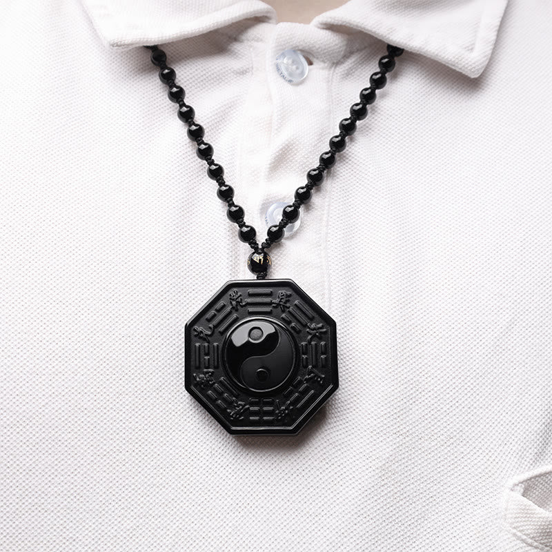 48mm Black Obsidian Yin Yang Necklace
