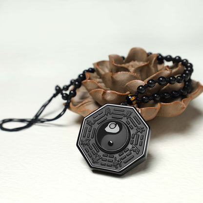 48mm Black Obsidian Yin Yang Necklace