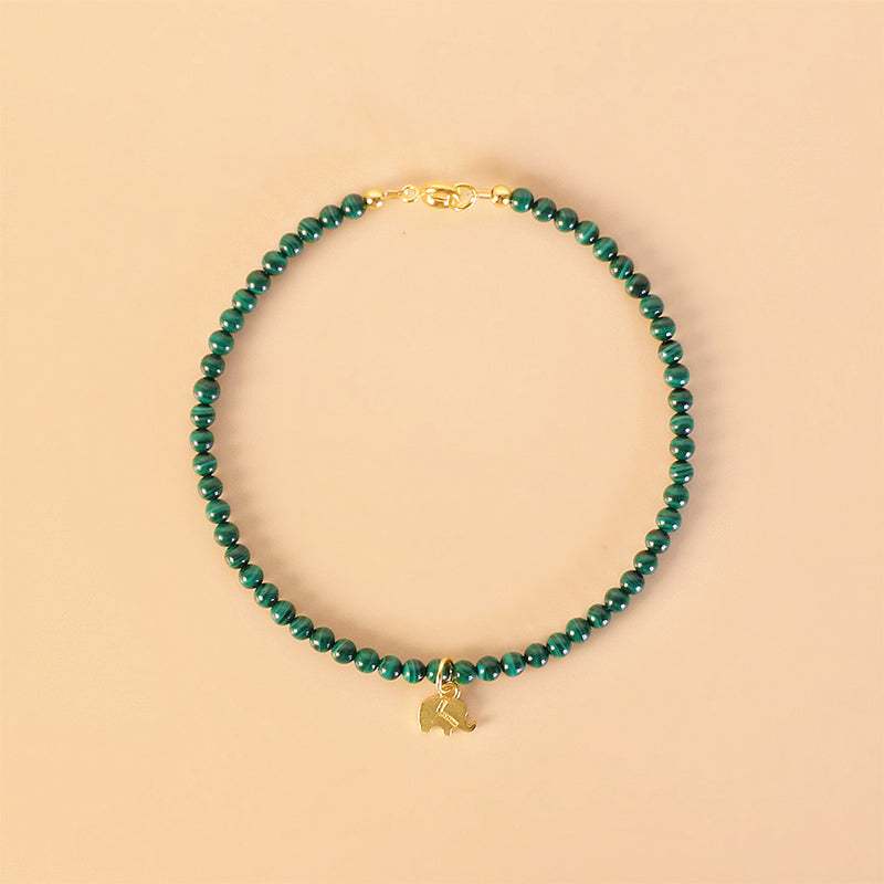 Malachite Elephant Charm Bracelet