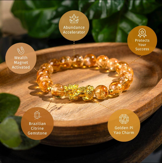 Citrine Pixiu Bead Bracelet