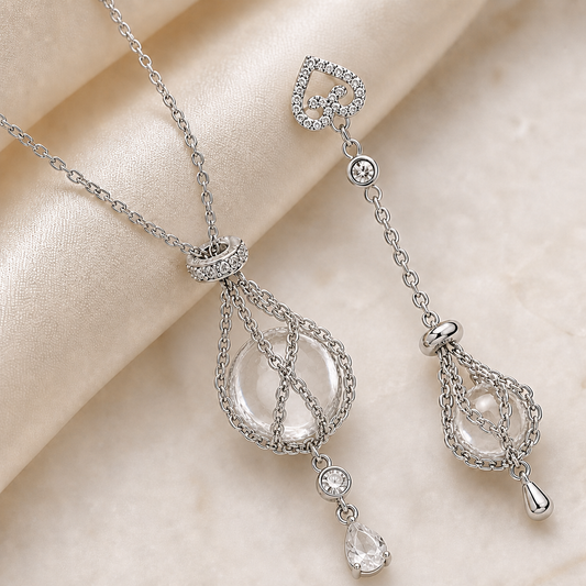 Captured Light Crystal Jewelry Set | 925 Sterling Silver