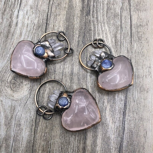 Rose Quartz Necklace – Pink Heart Shape Crystal Pendant
