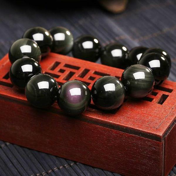 ストレス緩和 レインボーオブシディアンブレスレット