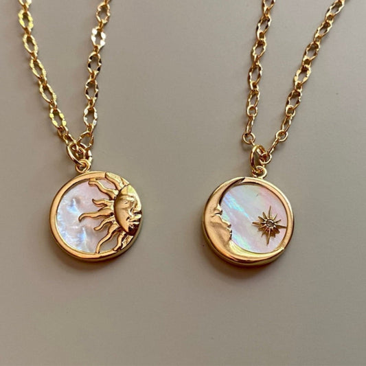 Vintage Sun and Moon Shell Pendants by Worn Within