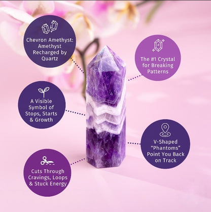 Chevron Amethyst Crystal Point