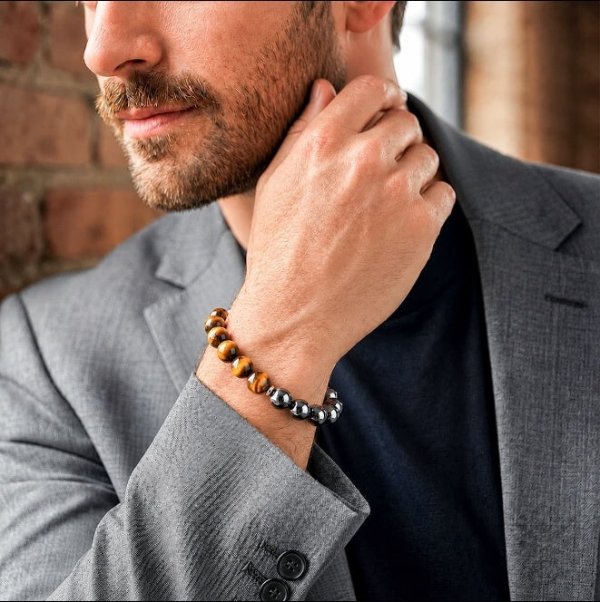Obsidian Tiger's Eye Triple Bead Bracelet