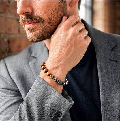 Obsidian Tiger's Eye Triple Bead Bracelet