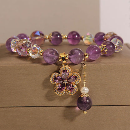 Amethyst Pearl Flower Bracelet by Worn Within