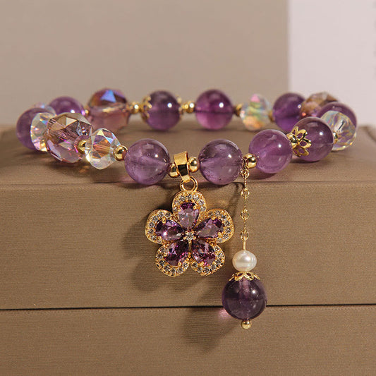Amethyst Pearl Flower Bracelet by Worn Within