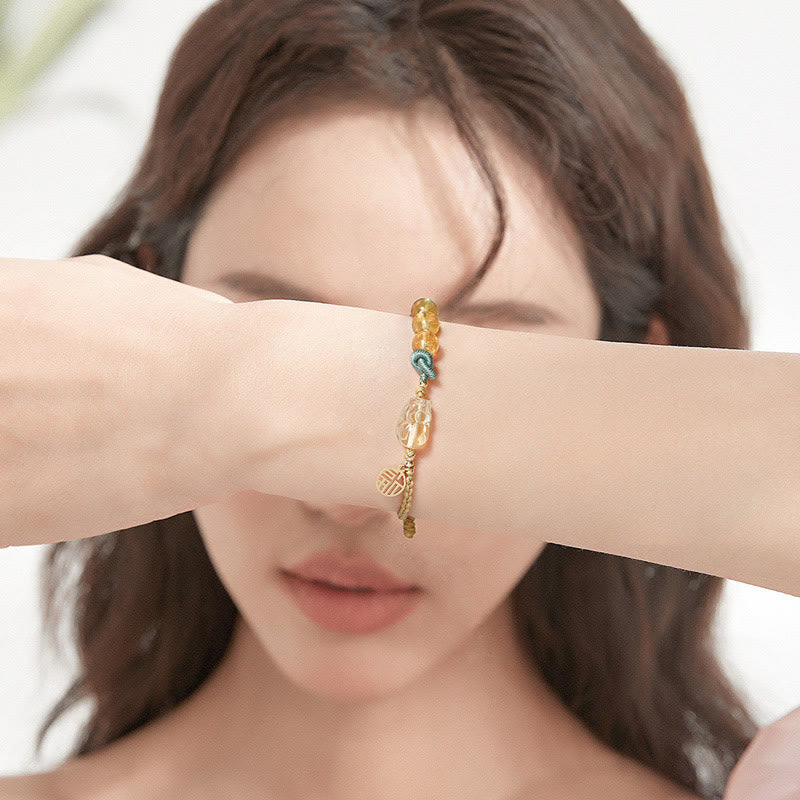 Citrine Pixiu Fu Character Bracelet